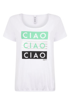 Zoso Ciao White/Green T shirt with print