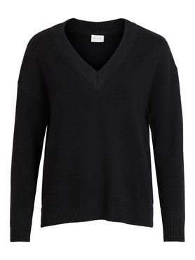 Vila viril oversize v-neck zwart knit top