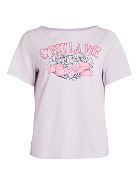 Vila Viprinty Boatneck S/S Regular T-Shirt/Lc Pastel lilac