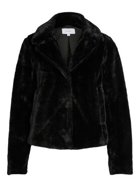 Vila viebba l/s faux fur short jacket/tb Black