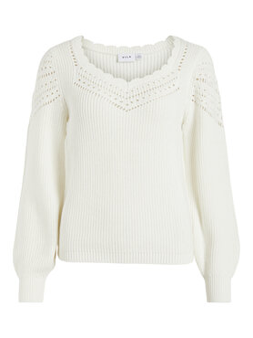 Vila viemmy sweetheart l/s knit top/tb White Alyssum