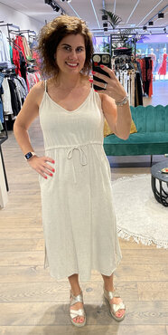 Vila vifilia v-neck singlet mid calf dress Super Light Natural Melan