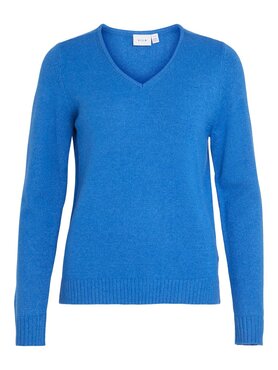 Vila viril v-neck l/s  knit top - noos Lapis Blue