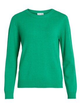 Vila viril o-neck l/s  knit top - noos Bright Green DARK MELANGE