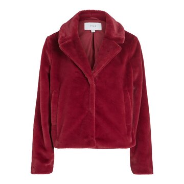 Vila viebba l/s new faux fur jacket Beet Red