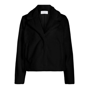 Vila viebba l/s new faux fur jacket zwart