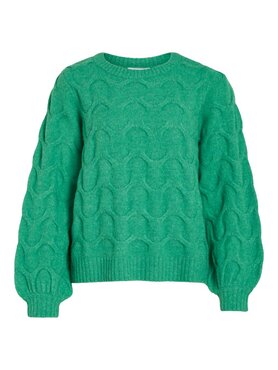 Vila viella new l/s o-neck cable knit top/pb Bright Green MELANGE
