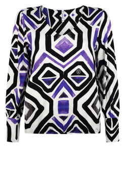 Zoso 234Denise Printed viscose blouse off white purple