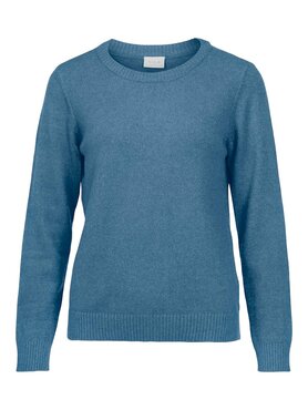Vila viril o-neck l/s  knit top - noos Coronet Blue DARK MELANGE