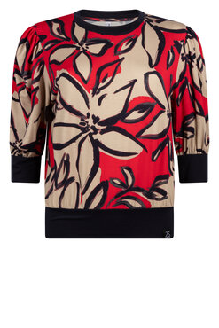 Zoso Rose Allover printed top red navy/ivory