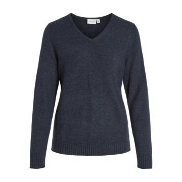 Vila viril v-neck l/s  knit top - noos Total Eclipse