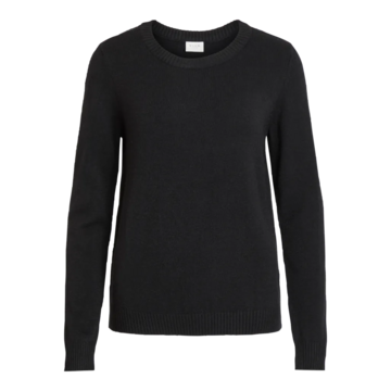 Vila viril o-neck l/s  knit top - noos zwart