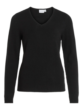 Vila viril v-neck l/s  knit top - noos zwart