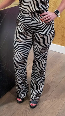 Geisha Pants jersey AOP off-white/black  51426-60 BRITT