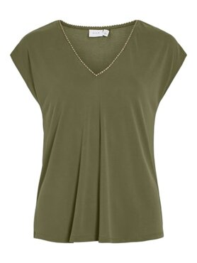 Vila vimodala new glitter v-neck c/s top Capulet Olive
