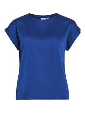 Vila viellette s/s satin top - noos Mazarine Blue