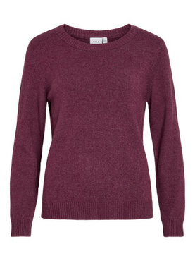Vila viril o-neck l/s  knit top - noos Fig DARK MELANGE