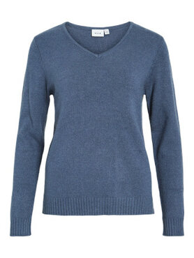 Vila viril v-neck l/s  knit top - noos Vintage Indigo DARK MELANGE