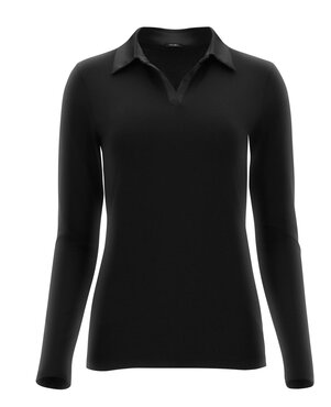 Oroblu Perfect line cotton polo shirt long sleeve zwart