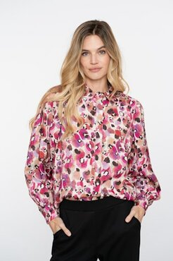 Geisha Blouse animal  pink/off white