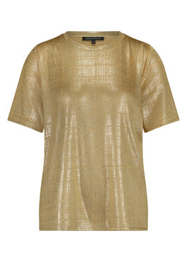 Tramontana Shimmer Short-Sleeve Top Camel