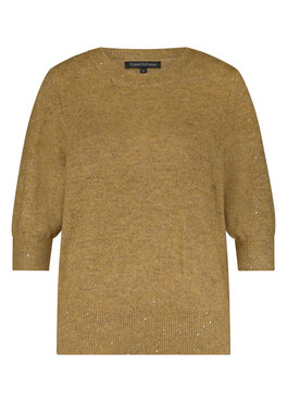 Tramontana Short-Sleeve Sequin Jumper CamelMelange