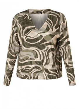 Yest Corinne Tops Army Green/Multi-Col
