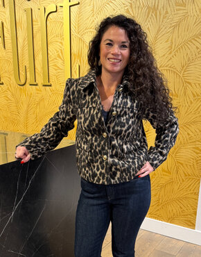 Vila visimba l/s short jacket Black Beauty LEOPARD