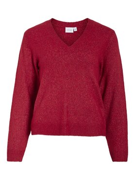 Vila vimiraz v-neck l/s knit top/pb Jester Red