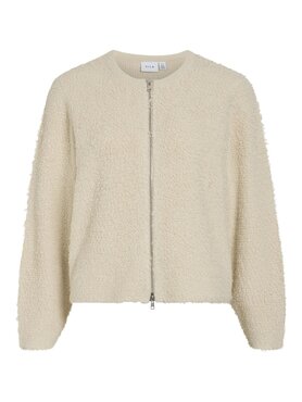 Vila vipaza o-neck l/s zipper knit cardigan Birch