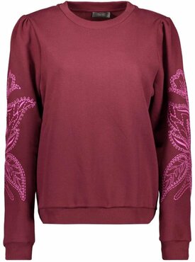 Geisha Sweater with embroidery bordeaux/pink