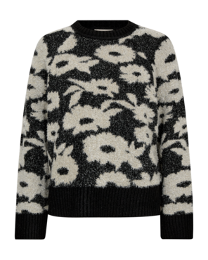 Freequent fqpantea-pullover Black w. Moonbeam Melange