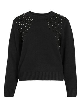 Vila vilanie o-neck l/s deco knit top Black Beauty STUDS DTM