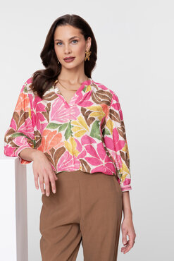 Geisha blouse  ecru/tobacco/pink 63283-20