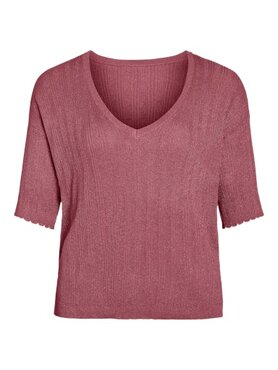 Vila vishem rev v-neck 2/4 glitter knit top Holly Berry LIGHT GOLD GLITTER