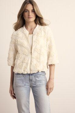 Tramontana 3D Flower Lace Jacket  Stone