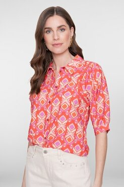 Geisha blouse  manderine red, Ecru 63195-20