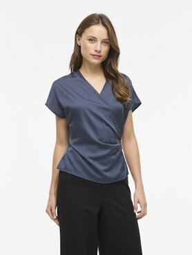 Vila viellette c/s detail top - noos vintage indigo