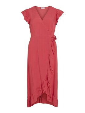 Vila vimansakiana s/s midi wrap dress/dc/rs Hibiscus