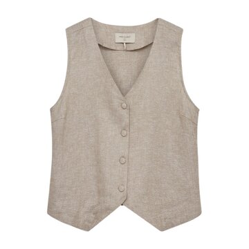 Freequent fqlavasi-waistcoat Sand Melange met zilver draad