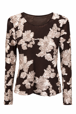 One Two Luxzuz Florana T-Shirt Chocolate Plum