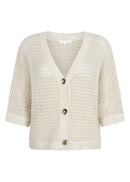 Tramontana Crochet V-Neck Cardigan  Stone