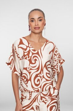 Geisha Top bi-color  ecru/tabacco 63435-26