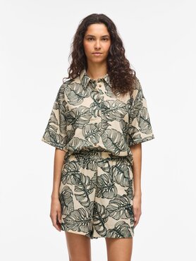 Vila viflura 2/4 shirt/1 Birch ATLANTIC DEEP EMBROIDERY