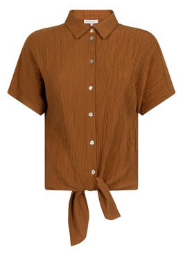 Tramontana Puckered Short-Sleeve Blouse  StoneMelange