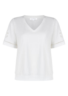 Tramontana T-Shirt Embroidered Sleeves  OffWhite