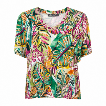 Geisha T-shirt V-neck jersey AOP  green/corn 62460-60 JAZZ