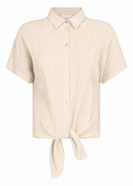 Tramontana Puckered Short-Sleeve Blouse  StoneMelange