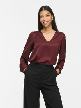 Vila viellette lange mouw satin top smock port royal