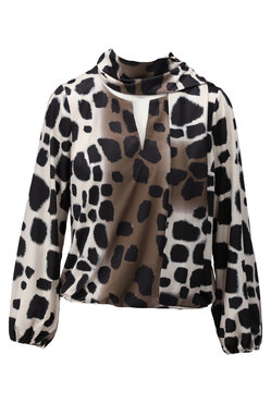 K-Design top ronde hals met sjaaltje & print D119-P147